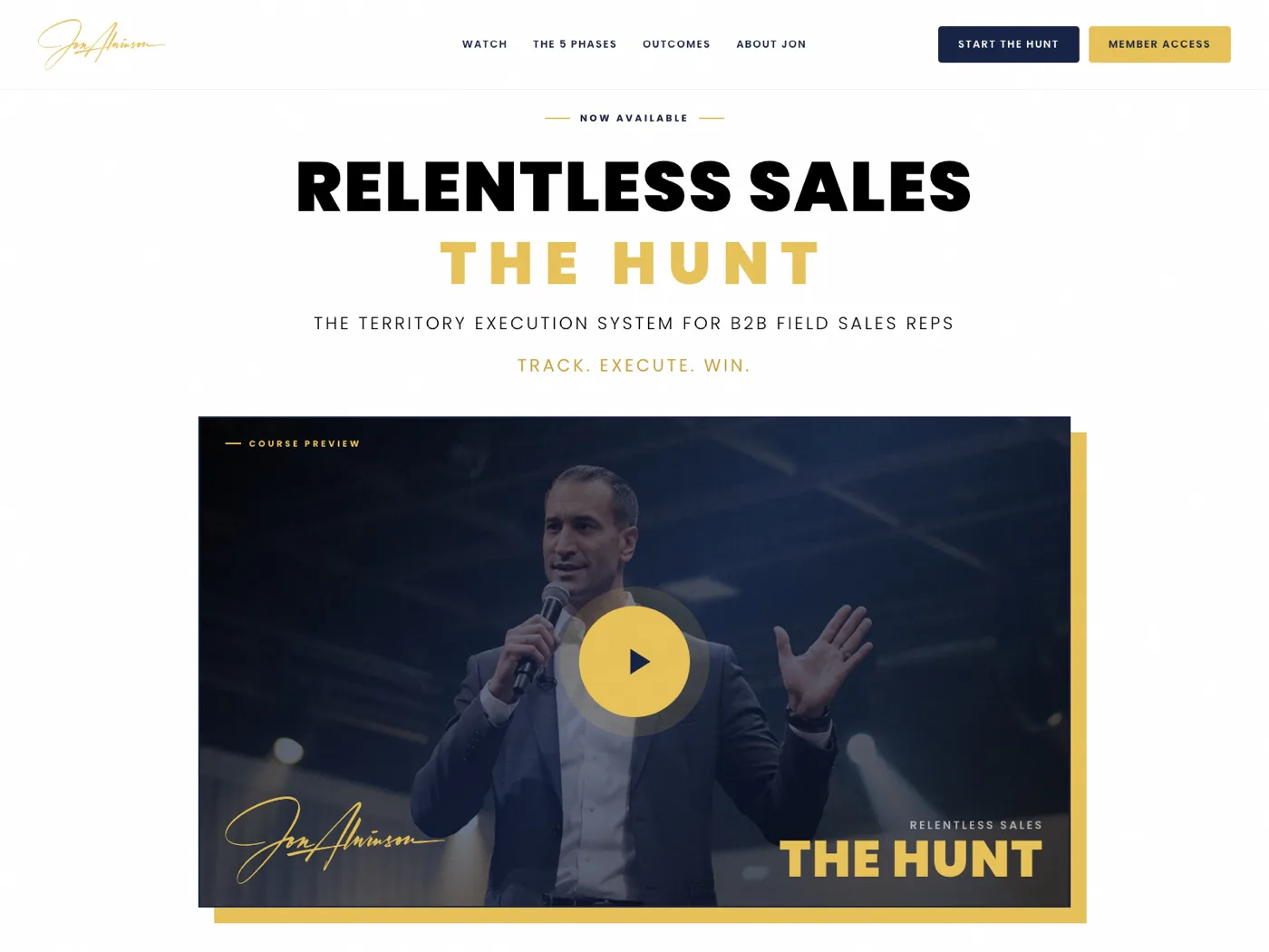 The Hunt course landing page at jonalwinsoncourse.com