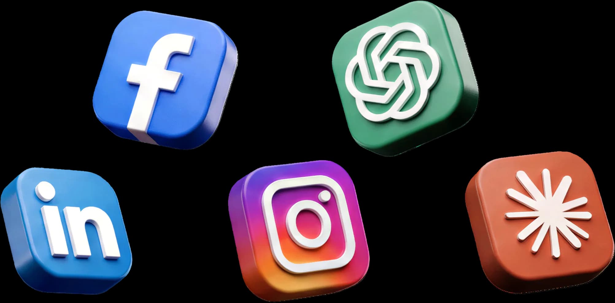 Search and social platform icons representing SEO, AEO, and GEO distribution
